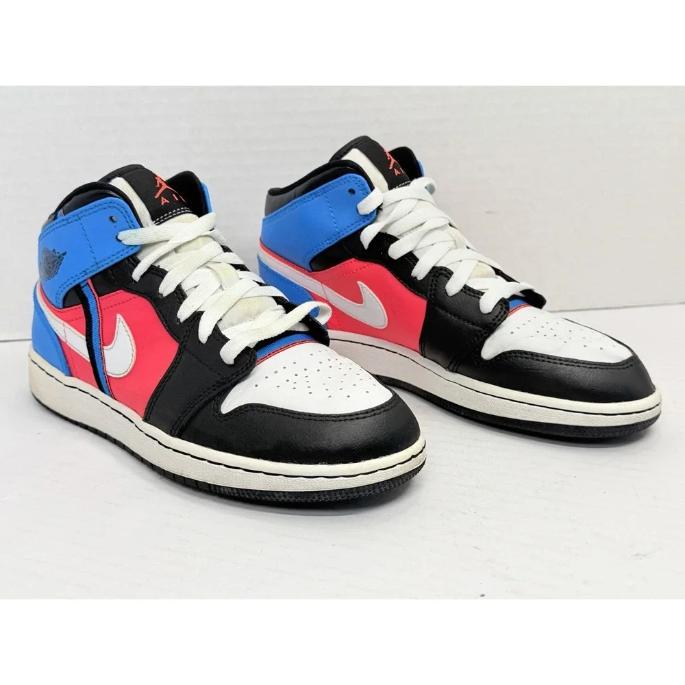 Nike Air Jordan 1 Mid Game Time GS Hyper Pink Blue Black White 6Y CV4891-001